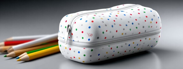 Colorful pencil case filled with vibrant school supplies on a white background for back to school planning and organization