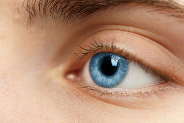 Obraz premium Closeup view of woman with blue eyes