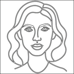 Four minimalist line art female portraits