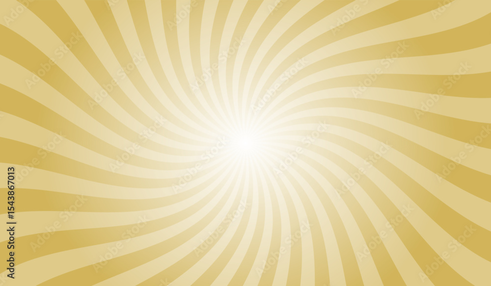 Poster abstract swirl yellow background with rays retro starburst. radial spiral stripes backdrop. comic de