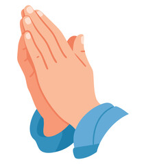 Hands Together in a Respectful Gesture, Symbolizing Peace and Gratitude, Perfect for Illustrating Modesty and Spirituality in Designs and Visual Projects