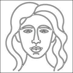 Three minimalist line art portraits in black and white
