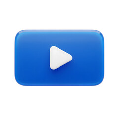 Blue Rectangular Play Button 3D Icon isolated on a transparent background rectangle
