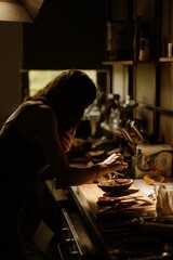 A pastry chef meticulously decorates cozonac with vibrant ingredients, showcasing the intricate...