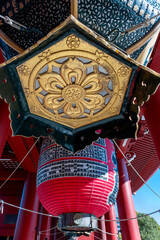 Detail of black lantern, Hozomon gate, Asakusa, Tokyo, Japan