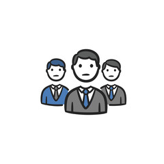 Obraz premium Three Serious Businessmen Icon Illustration.