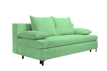 Light green sofa isolated on white. Furniture for living room interior