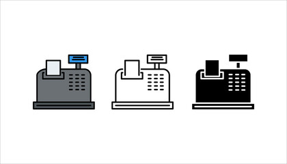 cash register machine icon set.  vector illustration
