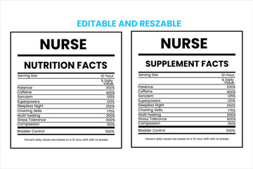 Nurse nutrition facts,nutrition level,supplement fact, Nurse supplement level,Application for employment form with blank fields for job details on a business document page vector illustratio