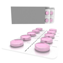A pack of pink tablets in a blister pack, indicating medication or supplements.