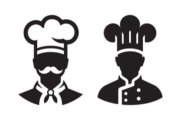 Silhouette of a chef- clean, bold culinary icon for apps  on white