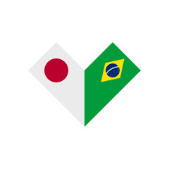 friendship concept. heart shape icon of japan and brazil flags. vector illustration isolated on white background