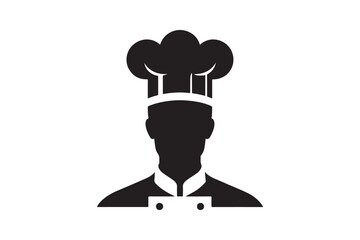 Silhouette of a chef- clean, bold culinary icon for apps  on white