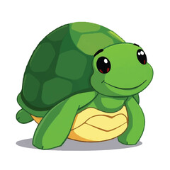 Fototapeta premium Adorable green turtle cartoon silhouette illustration