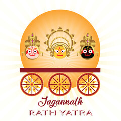 Colorful depiction of the Jagannath Rath Yatra festival celebration