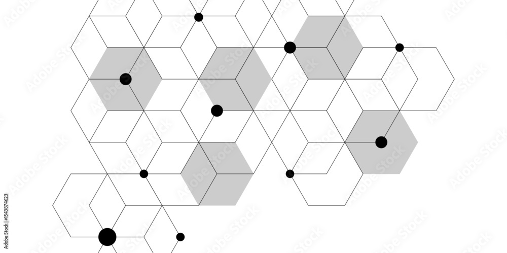 Aufkleber geometric white background. vector banner design with hexagons. science network pattern, connecting 