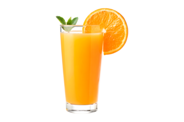 Glass of orange juice isolated on transparent background