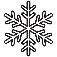 Fototapeta premium Snowflake Line Art, intricate snowflake design geometric pattern in black and white winter decoration, symmetry concept