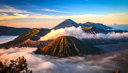 Volcanic sunrise with Bromo Tengger.