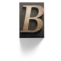 A large, metallic letter "B" on a textured background, likely used for design or branding purposes.