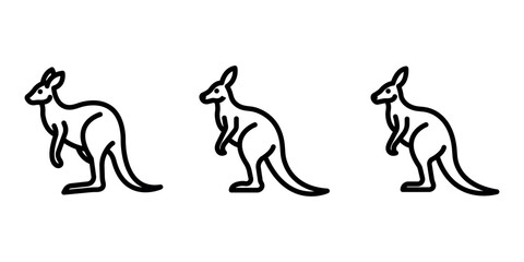kangaroo outline or line icon design bundle.