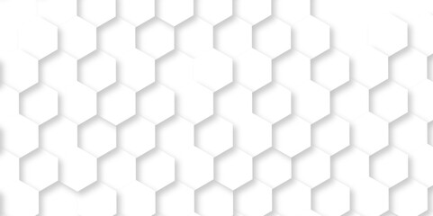 Abstract white hexagon concept background. Seamless bright white abstract honeycomb. Technology for design element vector abstract background.	