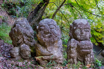 Stone Rakan statues, Otagi Nenbutsu-ji Temple, Arashiyama, Kyoto, Japan