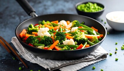 Stirfried Vegetables in Pan.