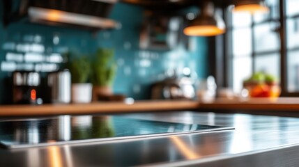 A sleek kitchen interior highlights modern design and functionality, showcasing an organized space illuminated by warm lighting, emphasizing elegance and practicality for daily cooking.
