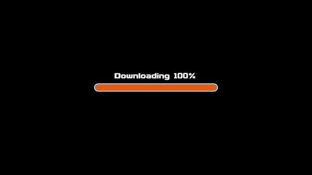 downloading progress indicator, download process on black background, digital loading graphic