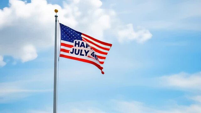 american flag on blue sky celebrating the celebration og july 4y