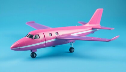 Sleek pink & purple toy airplane with wooden details ,  toy airplane,  modern