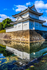 Colorful outer wall, Nijo Castle, Kyoto, Japan. Completed in 1626 by Tokugawa Shoguns.