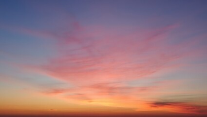 Serene Sunset Sky Hues Pink Orange Yellow Cloudscape Dramatic Natural Beauty