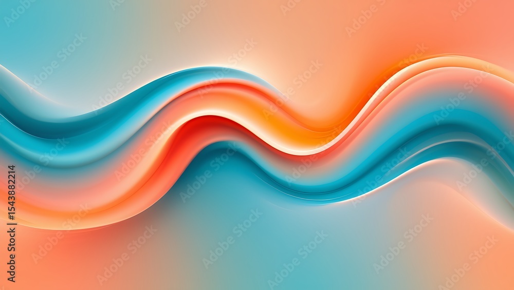 Poster abstract colorful waves background design featuring vibrant teal and coral flowing smoothly creating