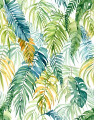 Watercolor, tropical, leaf, palm leaf, botanical, clipart, illustration, hand-painted, blue, green, teal, aqua, turquoise, nature, summer, beach, paradise, exotic, vibrant, fresh, organic, natural, ar