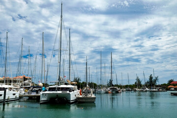 Fototapeta premium Antigua, West Indies. Boats docked in the Jolly Harbor
