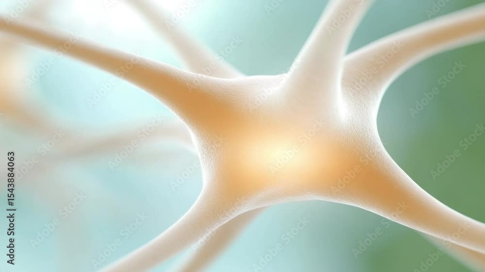 Poster Neuron Network: A captivating microscopic view of a neuron's intricate network, radiating with a soft, ethereal glow against a subtly blurred backdrop.