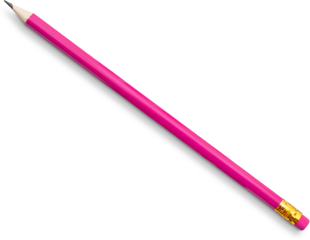 A bright pink pencil with a sharpened tip, ideal for writing or drawing.