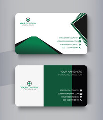Dark Green and Black Modern and Professional Business Card Design with Geometric Shapes