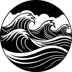 ocean wave illustration vector Shallotte on white background