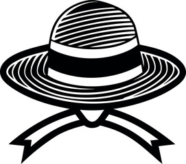 straw sunhat with ribbon vector Shallotte on white background