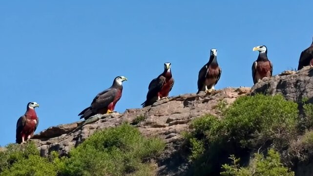 The Andean condor (Vultur gryphus) nest in forested cliffs in Cerro Castillo National Park, a nature reserve of Chile.
