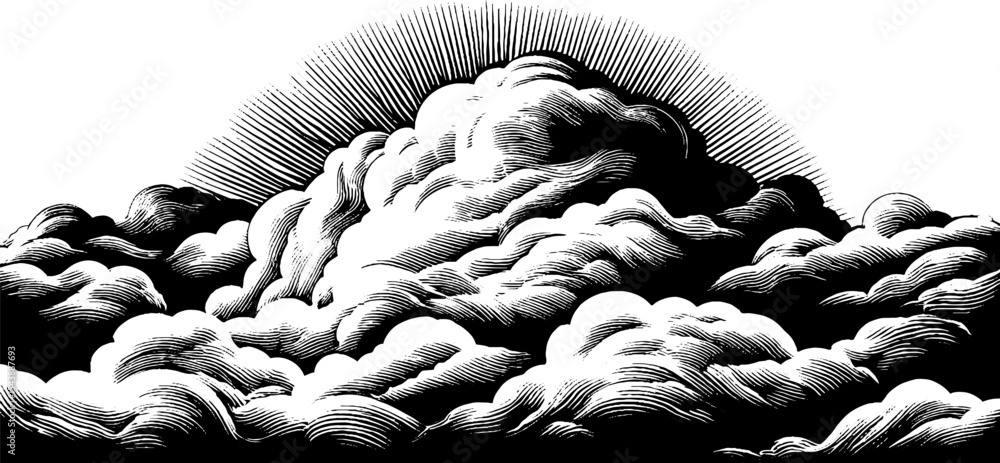 Poster serene sky with cirrus clouds in monochrome design for backgrounds