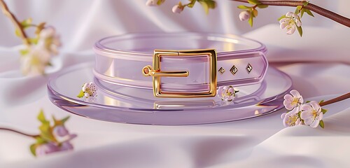 sleek belt design with abstract gold bucker with its silver designing abstract background of the belt 