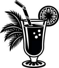 tropical cocktail drink vector Shallotte on white background