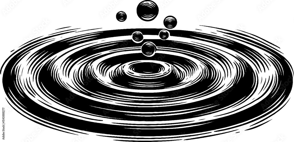 Aufkleber concentric circle ripple with wave gaps and droplets design for artistic projects
