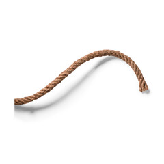 A curved piece of brown rope, showcasing texture and flexibility.