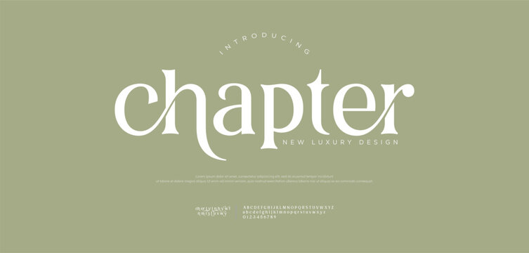 Chapter luxury elegant alphabet letters and numbers. Vintage wedding typography classic serif font decorative vintage retro. creative vector illustration
