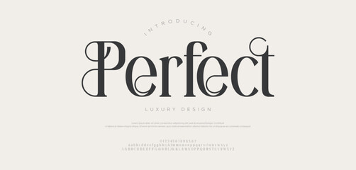 Elegant modern luxury alphabet letters font logo. Minimal modern urban fonts for logo, brand etc. Typography typeface uppercase lowercase and number. vector illustration